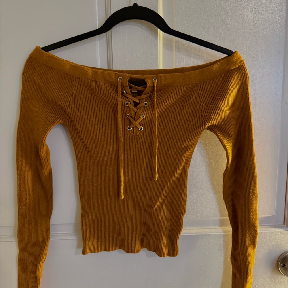 Mustard Off-the-Shoulder Sweater